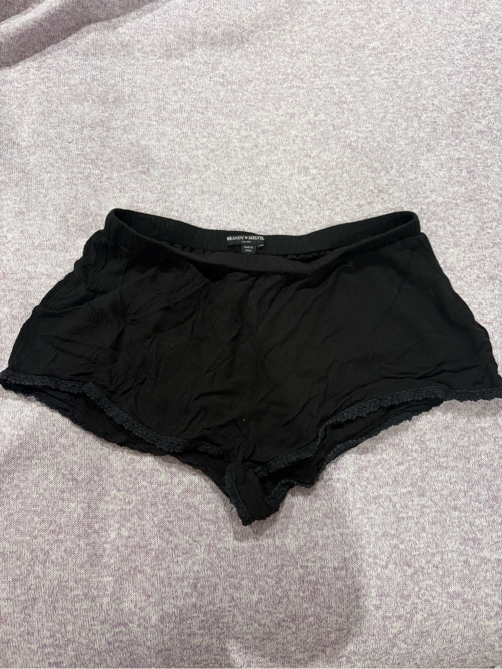 Brandy Melville Black Lace-Trim Sleep Shorts